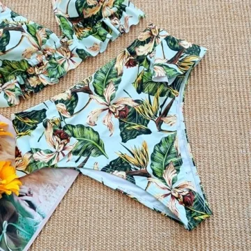 Chic SPORLIKE Ruffle High Waisted Swimsuit for Women