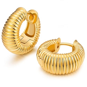 Stylish 18k Gold Plated Croissant Hoop Earrings