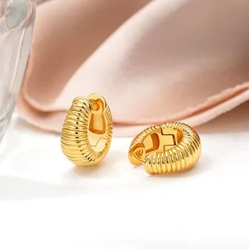 Stylish 18k Gold Plated Croissant Hoop Earrings