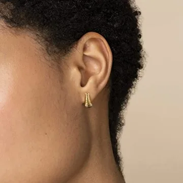 Stylish 18k Gold Plated Croissant Hoop Earrings