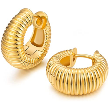 Stylish 18k Gold Plated Croissant Hoop Earrings