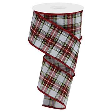 Wired Plaid Christmas Wreath Ribbon - 2 1/2" x 10 Yards, Vintage Tartan, Fall Decor, Garland, Gifts,...