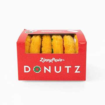 ZippyPaws Mini Donutz Christmas Dog Toy, 6-Pack - Plush Squeaky Holiday Dog Gifts for Small & Medium...