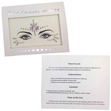 Mermaid Face Gems Stick Jewels for Women Cosplay Mermaid Halloween Club Eye Face Gems Makeup Stickers Rave Party Gift for Kids Eye Face Jewels Festival Tattoo Concert Dress-up Decorations