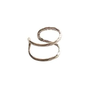 Handmade Single Hammered Double Band adjustable Ear Cuff, 925 Sterling Silver Clip On Non Piercing Huggie Earrings for Women, Small Dainty Ear Wrap Faux Ear Cartilage Clips Jewelry, By MiYa Jewelry