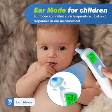 Ear Thermometer for Baby, ELERA Infrared LCD Thermometer with Automatic Switching Mode of Ear & Fore...