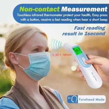 Ear Thermometer for Baby, ELERA Infrared LCD Thermometer with Automatic Switching Mode of Ear & Forehead, 1s Measurement, 4 Color Backlight Display with Fever Indicator