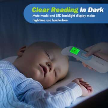 Ear Thermometer for Baby, ELERA Infrared LCD Thermometer with Automatic Switching Mode of Ear & Forehead, 1s Measurement, 4 Color Backlight Display with Fever Indicator