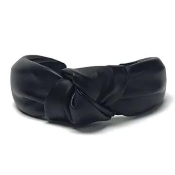 Huachi Women's Top Knot Faux Leather Headband for Style