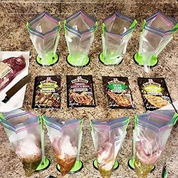 Ruibo Baggy Rack Holder for Food Prep Bag/Plastic Freezer Bag/Ziplock Bag Holder Stand, Meal Planning/prep Bag Holders,8 Pack