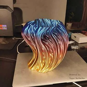 CC3D Silk Rainbow Multicolor PLA Filamentt 1.75mm 1KG 3D Printer Filament Multi Color Printing Materials Gradually Changing Color PLA Rainbow Mulitcolor Multicolored Metallic Color Gradient Filament