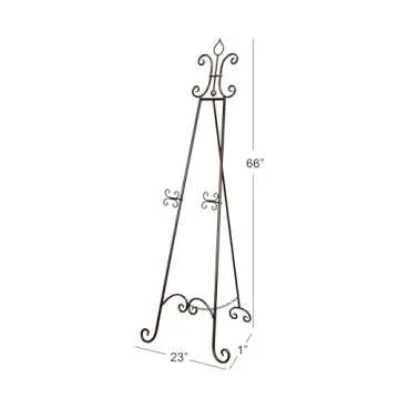 Deco 79 Metal Scroll Extra Large Free Standing Adjustable Display Stand Easel with Chain Support, 23" x 1" x 66", Black
