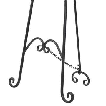 Deco 79 Metal Scroll Extra Large Free Standing Adjustable Display Stand Easel with Chain Support, 23" x 1" x 66", Black