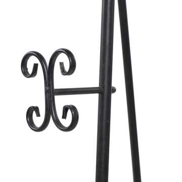Deco 79 Metal Scroll Extra Large Free Standing Adjustable Display Stand Easel with Chain Support, 23" x 1" x 66", Black