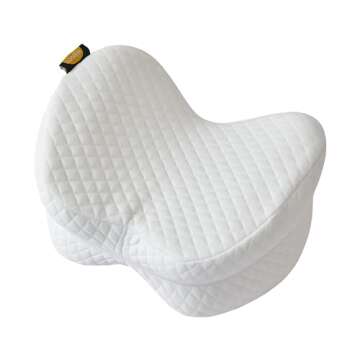 Memory Foam Ergonomic Knee and Leg Pillow - Orthopedic Knee Pillow for Side Sleepers - Spacer Cushion for Spine Alignment, Back Pain, Pregnancy Support - Pain Relief Contour Wedge Pillow White
