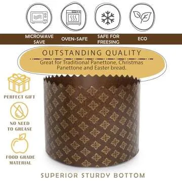 12oz Kulich Mold Paska Easter Bread Forms |12 pcs| Bread Paper Mold - Brown Non Stick Panettone Paper Baking Molds Universal - Brown Design W 4.33 x H 3.35-In