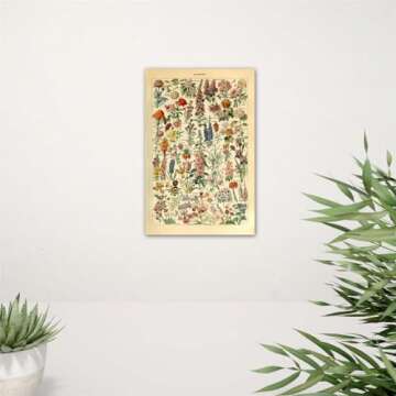 Meishe Art Vintage Poster Print Flower Floral Botanical Collections Garden Flowers and Plants Identification Reference Chart Diagram Home Wall Decor
