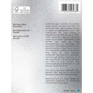 $50 Mastercard Gift Card (plus $4.95 Purchase Fee)