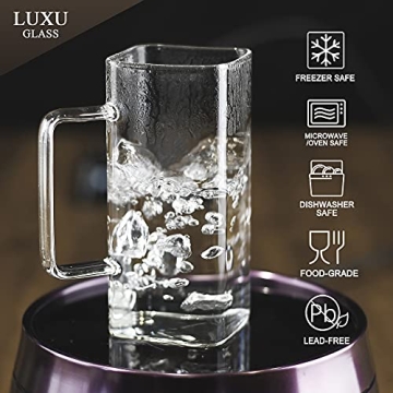 Elegant LUXU Drinking Glasses Set of 4 with Handles