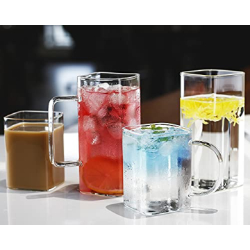 Elegant LUXU Drinking Glasses Set of 4 with Handles
