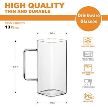 Elegant LUXU Drinking Glasses Set of 4 with Handles