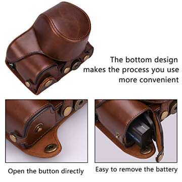 XEVN for Sony a5100 Camera case,for Sony a5000 case,Premium PU Full Body Leather Camera Case Bag for Sony Alpha ilce-5000 ilce-5100 nex-3n Fit 16-50mm Lens,Delivery Camera Strap