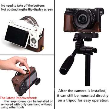 XEVN for Sony a5100 Camera case,for Sony a5000 case,Premium PU Full Body Leather Camera Case Bag for Sony Alpha ilce-5000 ilce-5100 nex-3n Fit 16-50mm Lens,Delivery Camera Strap
