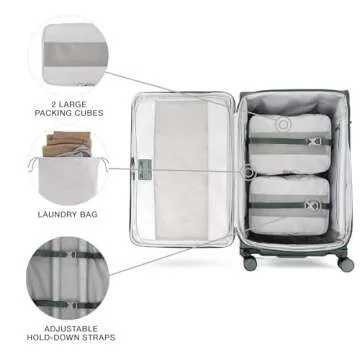 Travelpro VersaPack+ Lightweight Softside Expandable Checked Luggage, 8 Spinner Suitcase, TSA Lock, Men and Women, Checked Large 29-Inch, Desert Sage Green