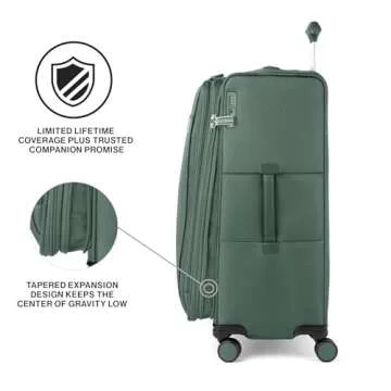 Travelpro VersaPack+ Lightweight Softside Expandable Checked Luggage, 8 Spinner Suitcase, TSA Lock, Men and Women, Checked Large 29-Inch, Desert Sage Green