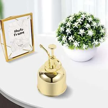 Plant Mister Spray Bottle, Metal Stainless Steel Plant Sprayer Mister, Small Watering Can Plant Spritzer with Top Pump for Indoor House Air Plants Succulents Outdoor Garden Decorative(Gold)