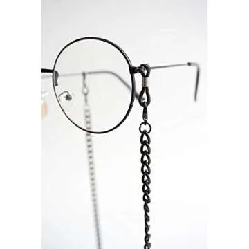 Eyeglass Chain for Men Women, Reading Glasses Chain, Sunglasses Chain, Gold/Black, Cuban Curb Link Chain, 2 Pcs