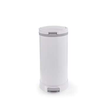 Bubula Premium Steel Diaper Waste Pail with Step Open, White