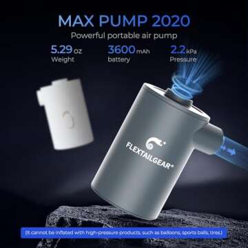 FLEXTAILGEAR MAX Pump 2020 - Ultimate Portable Air Pump for All Outdoor Activities