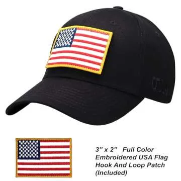 Antourage American Flag Cap with Dual Patches for All Ages