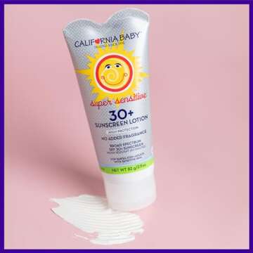 California Baby Super Sensitive SPF 30+ Sunscreen | Broad Spectrum | Titanium Dioxide | Hypoallergenic Unscented Mineral Sunscreen | 51 g / 1.8 oz.