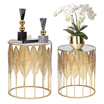 Homebeez Set of Gold End Tables Perfect for Any Decor