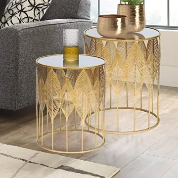 Homebeez Set of Gold End Tables Perfect for Any Decor