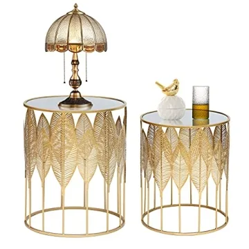 Homebeez Set of Gold End Tables Perfect for Any Decor