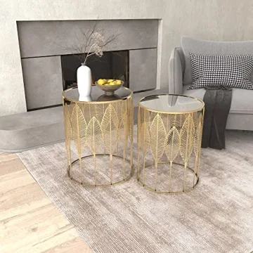 Homebeez Set of Gold End Tables Perfect for Any Decor