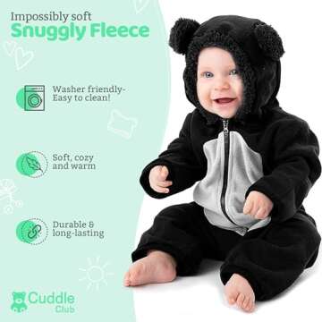Fleece Baby Bunting Bodysuit – Infant One Piece Kids Hooded Romper Outerwear Toddler Jacket