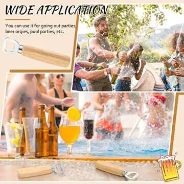 20 Pcs Stainless Steel Bottle Opener Bartender Wood Beer Opener Cider Wine Opener Bottle Opener with Wooden Handle Engraved Gift Set for Wedding Party Home Kitchen Bar Restaurant