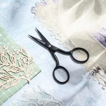 Small Embroidery Scissors: Small Sharp Scissors, Little Straight Stainless Steel Pointed Tip Precision Cutting Details Thread Yarn for Quilting Knitting Cross Stitch, 3.5 Inch Black