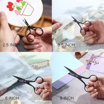 Small Embroidery Scissors: Small Sharp Scissors, Little Straight Stainless Steel Pointed Tip Precision Cutting Details Thread Yarn for Quilting Knitting Cross Stitch, 3.5 Inch Black
