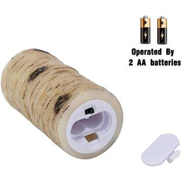 Enpornk Flameless Flickering Candles with Birch Bark Effect LED Candles 4"/5"/6"/7"/8"/9" Set of 9 Battery Candles Real Wax Pillar with 10-Key Remote Control - 2/4/6/8 Hours Timer