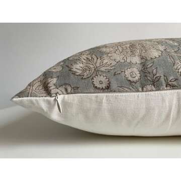 Canyon Theory Studio Hand Block Print Pure Linen 20x20 Inch Throw Pillow Cover: Indoor Outdoor Handmade Vintage Cushion Cover (Elowen)