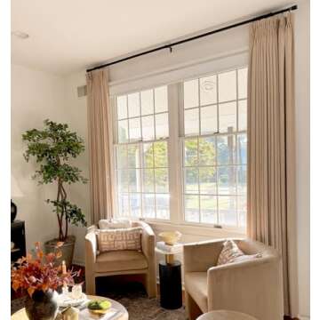 HOMERILLA Lille Linen Custom Curtains,Blackout Curtains/Room Darkening Curtains,Sliding Glass Door Curtains,Size Customizable,38 Colors for Choosing,Multi-Type Hanging Styles,1 Panel