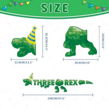 WERNNSAI Dinosaur 3rd Birthday Banner - Pre-Strung Decor