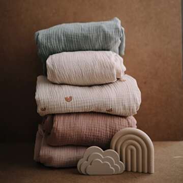 mushie Extra Soft Muslin Fitted Crib Sheet | 192 Thread Count | 28"x 52" (Rainbow)