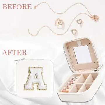 Nayno Travel Jewelry Case Graduation Gifts for Women Travel Jewelry Organizer Travel Jewelry Box Personalized Gifts Portable Trendy Stuff Birthday Gifts for Women