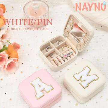 Nayno Travel Jewelry Case Graduation Gifts for Women Travel Jewelry Organizer Travel Jewelry Box Personalized Gifts Portable Trendy Stuff Birthday Gifts for Women